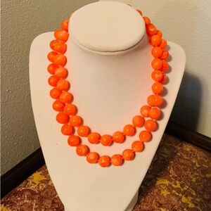 Vintage 50s Orange Beaded Necklace
